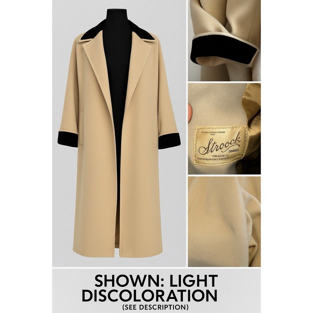 Vintage Stroock Wool Coat M/L – Velvet Trim Long Retro Coquette Old Money Style